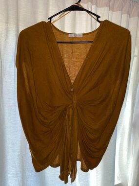 Zara Women’s Brown Twist-Front Off-the-Shoulder Sweater